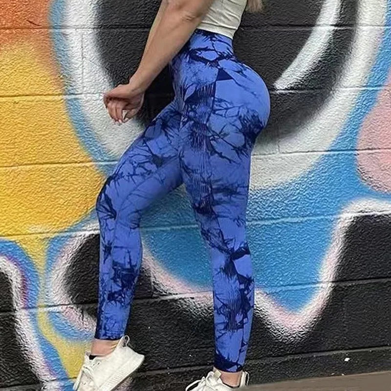 Womens Tie-Dye Printed Yoga Leggings