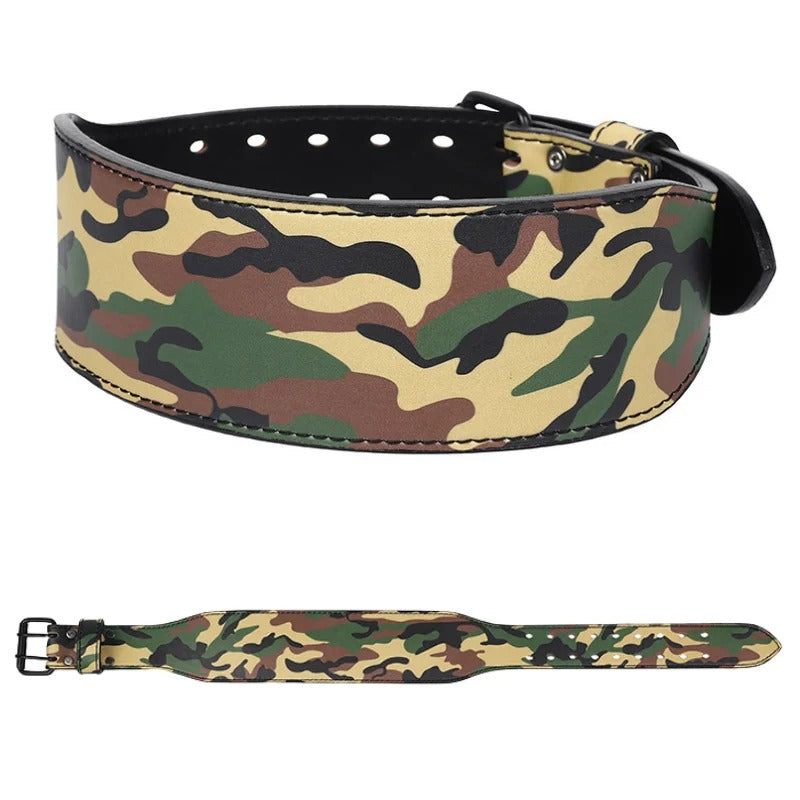 Camouflage leather weightlifting belt