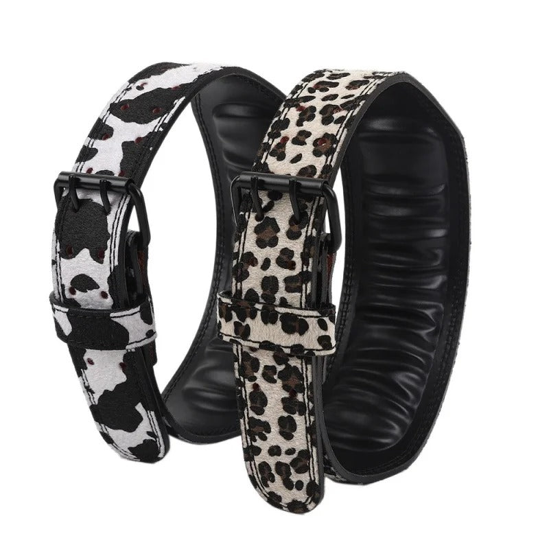 Cow Print Suede Style Weightlifting Belt