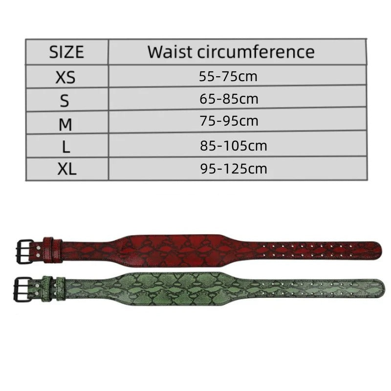 Snakeskin Style Leather Weightlifting Belt
