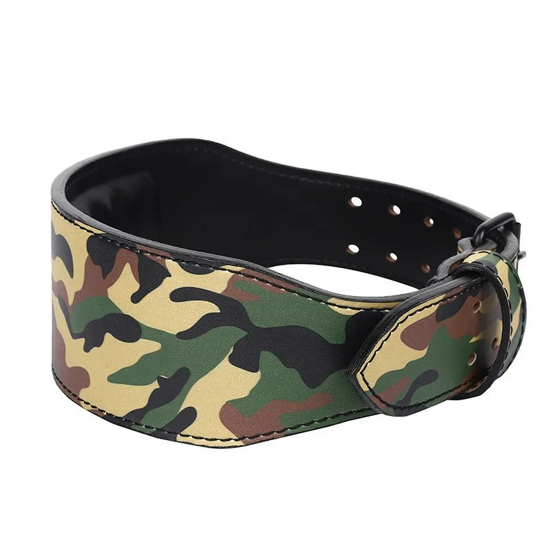 Camouflage leather weightlifting belt
