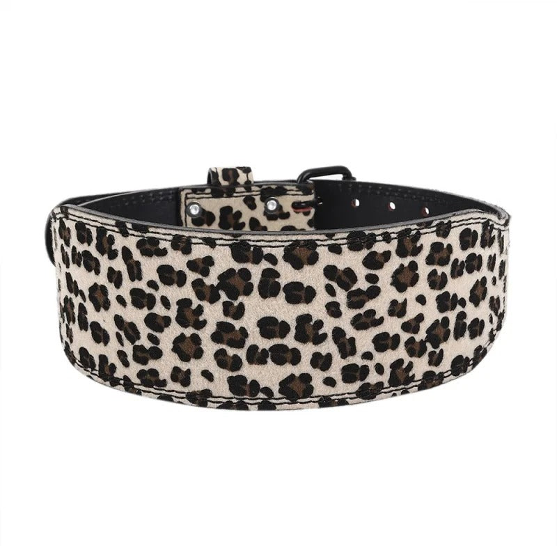 Suede Style Leopard Print Weightlifting Belt