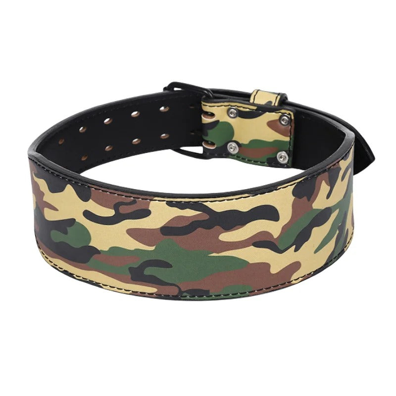 Camouflage leather weightlifting belt