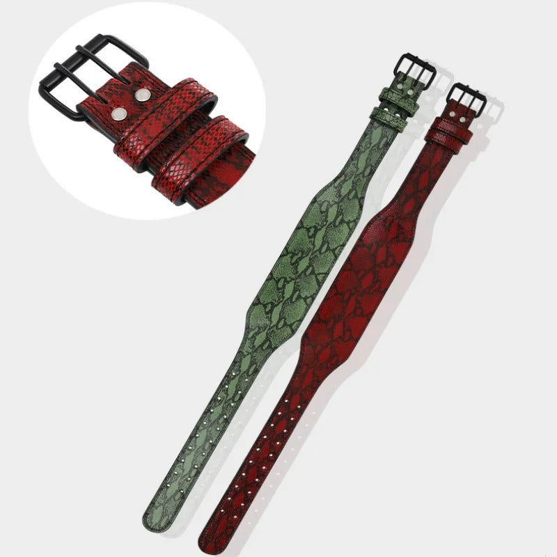Snakeskin Style Leather Weightlifting Belt
