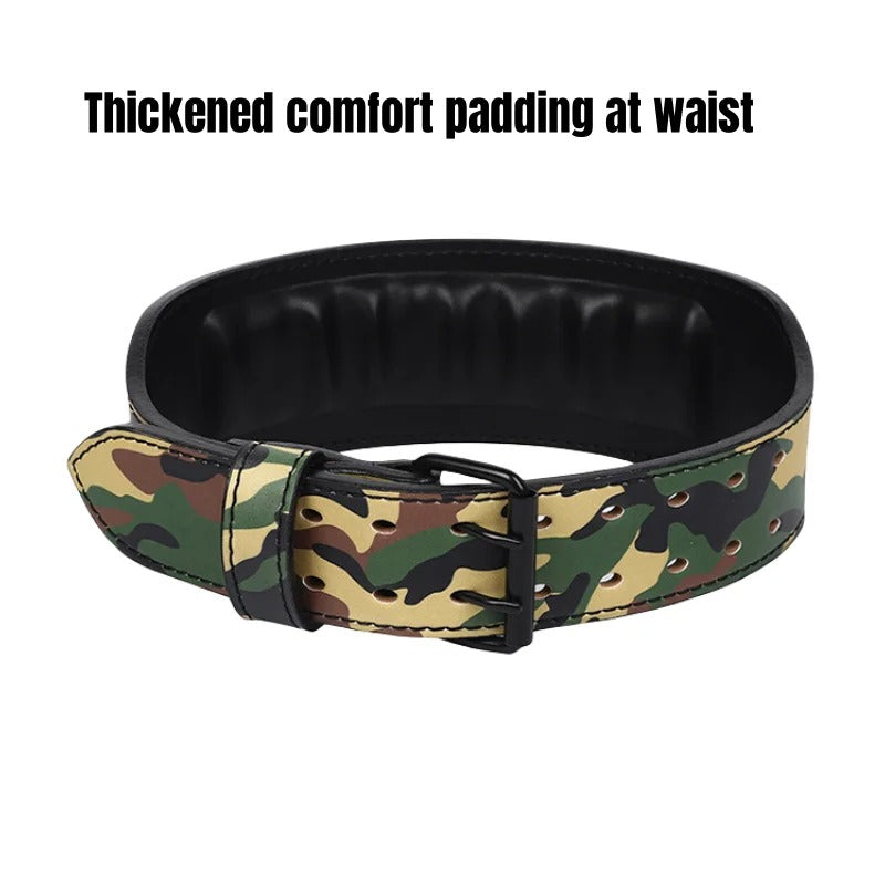 Camouflage leather weightlifting belt
