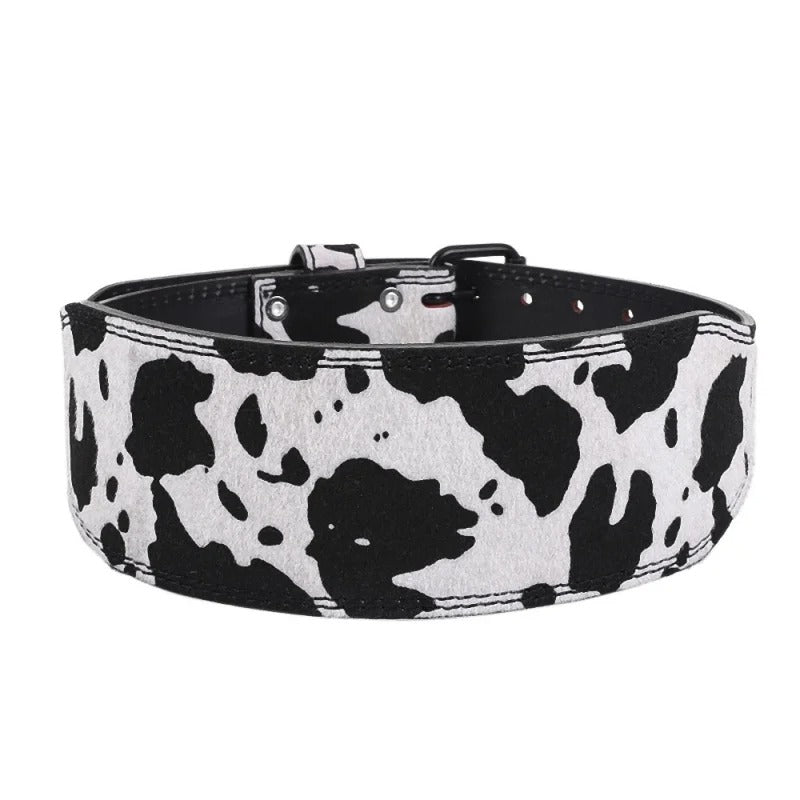 Cow Print Suede Style Weightlifting Belt