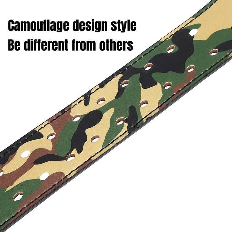 Camouflage leather weightlifting belt