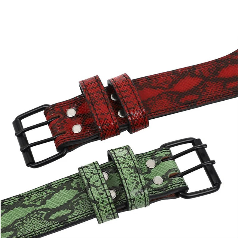 Snakeskin Style Leather Weightlifting Belt