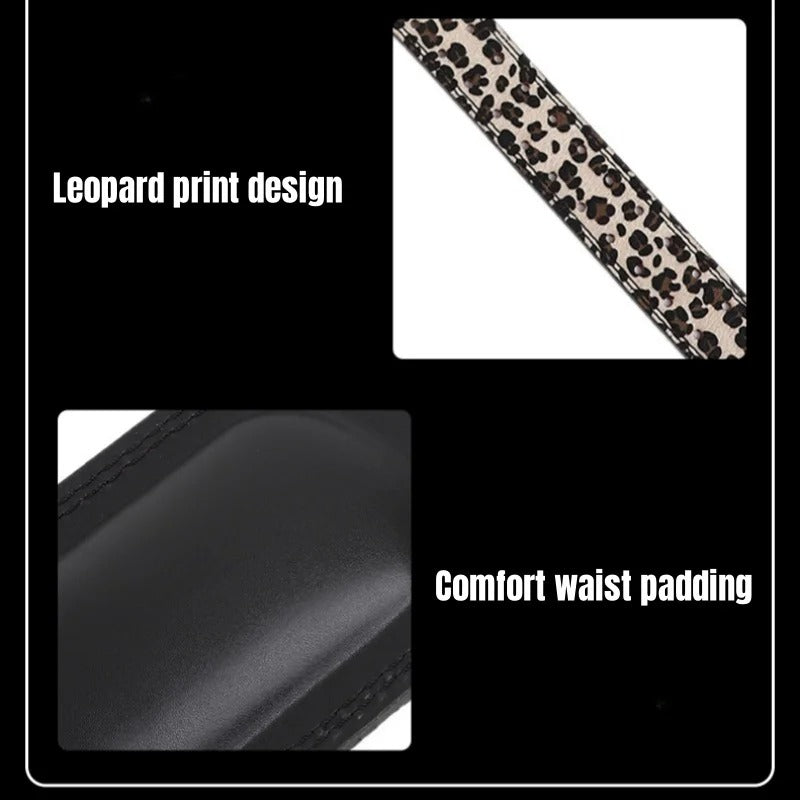 Suede Style Leopard Print Weightlifting Belt