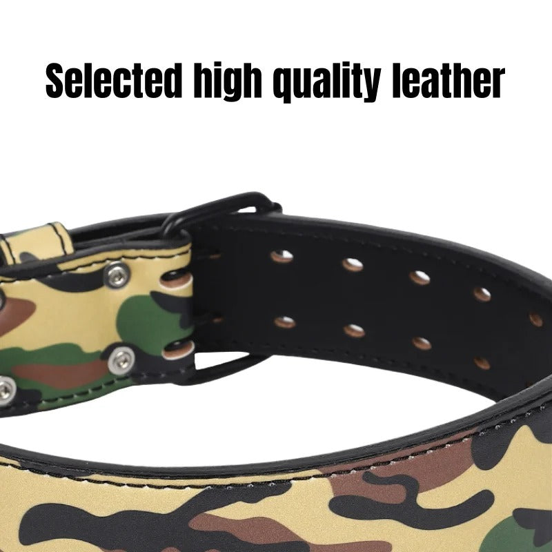 Camouflage leather weightlifting belt