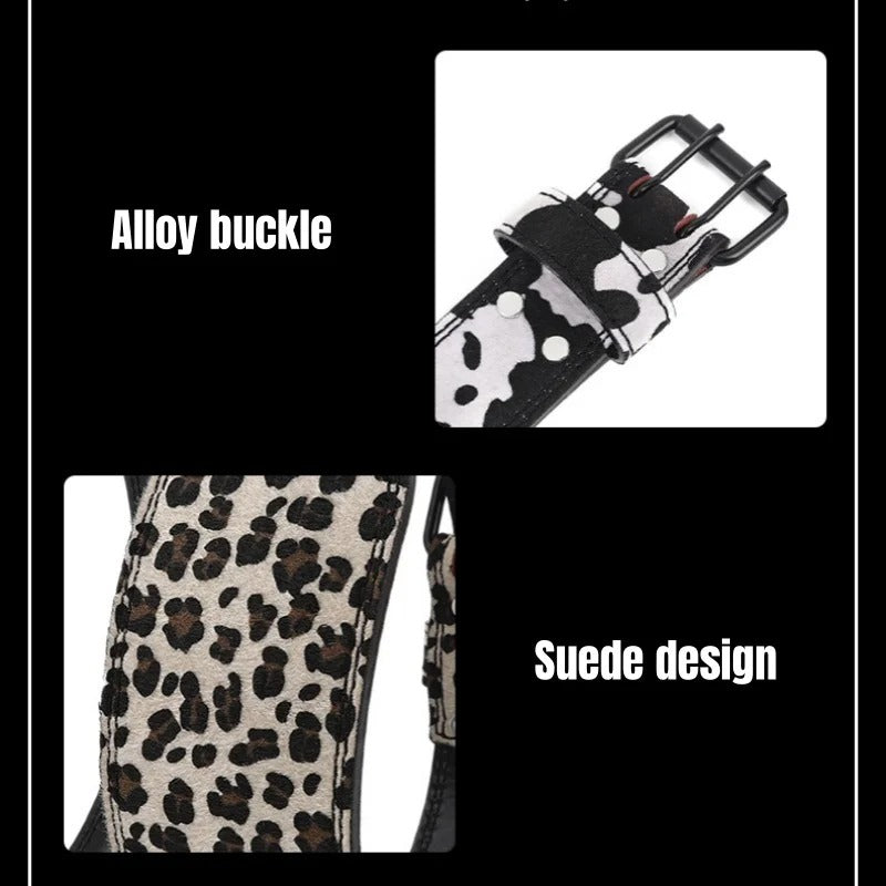 Suede Style Leopard Print Weightlifting Belt