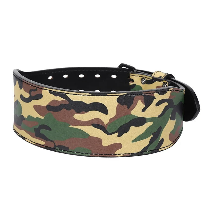 Camouflage leather weightlifting belt