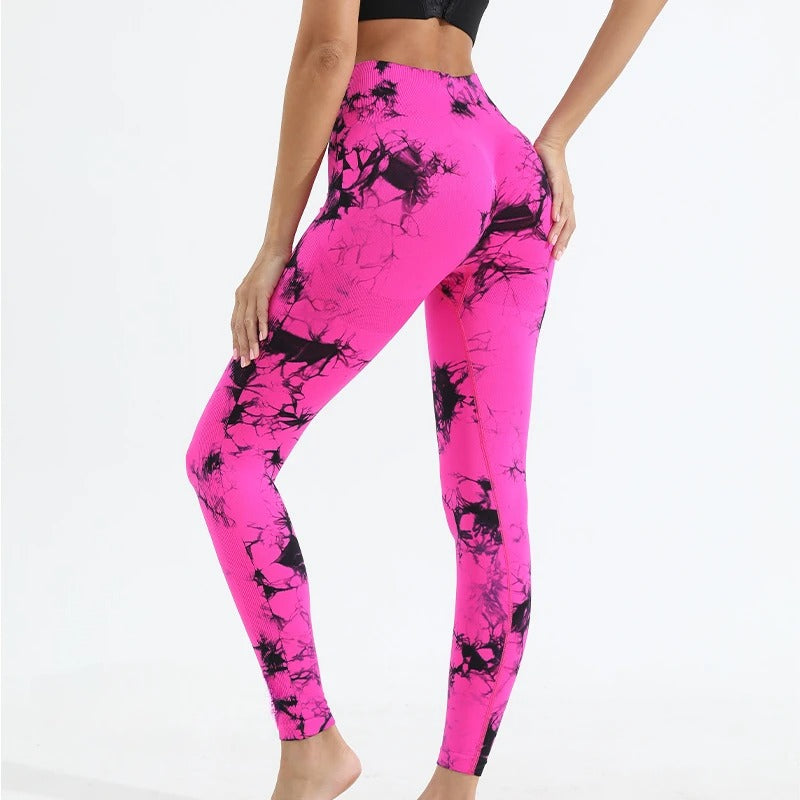 Womens Tie-Dye Printed Yoga Leggings