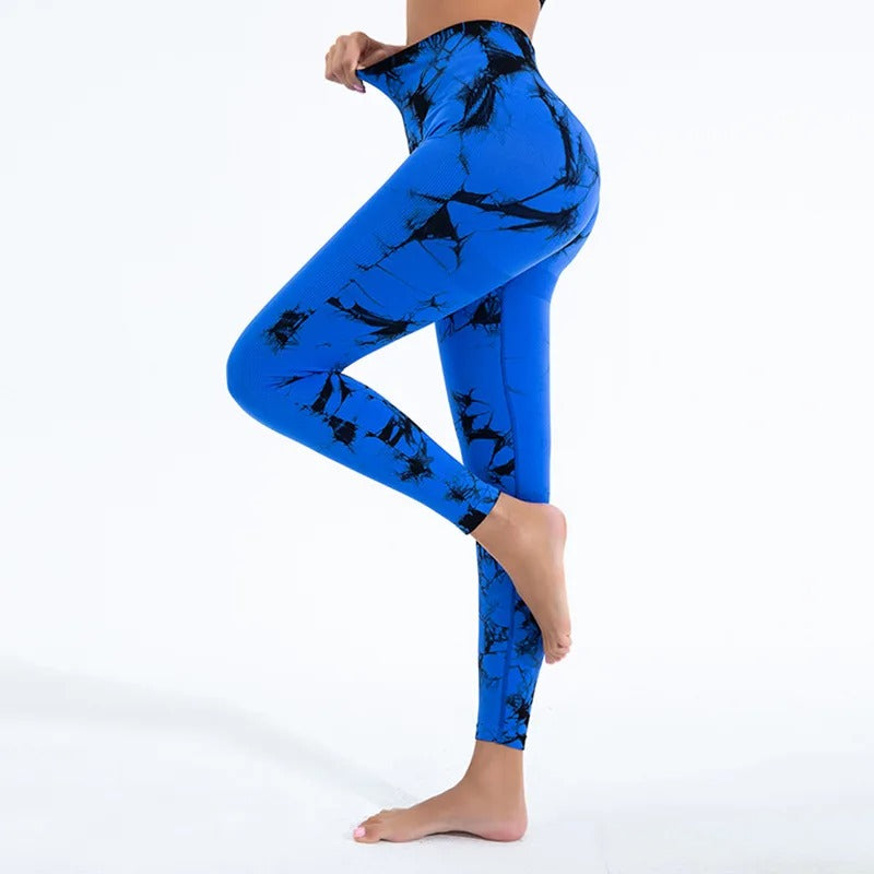Womens Tie-Dye Printed Yoga Leggings