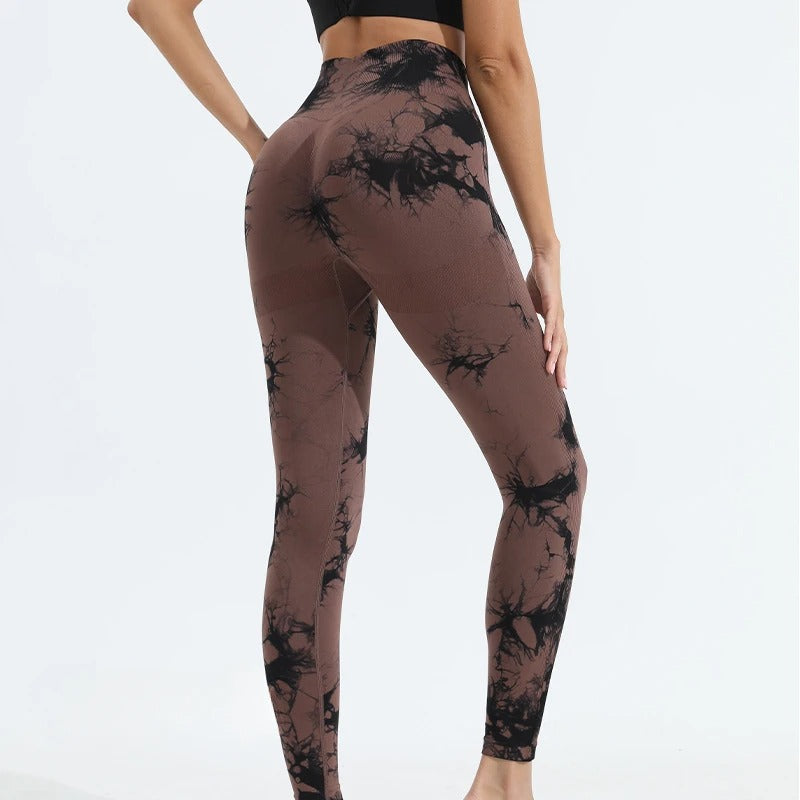 Womens Tie-Dye Printed Yoga Leggings