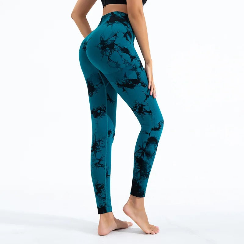 Womens Tie-Dye Printed Yoga Leggings