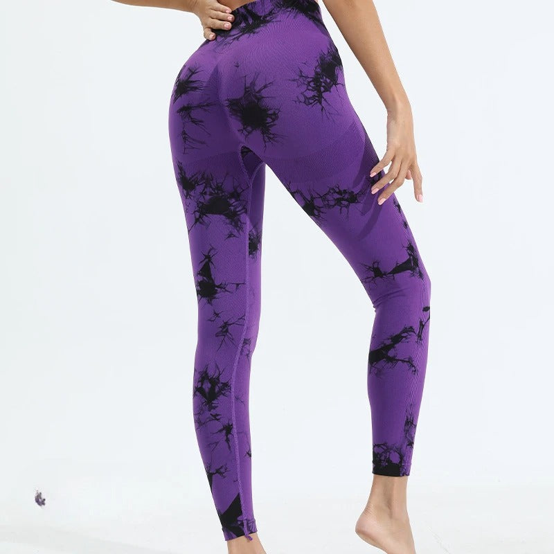 Womens Tie-Dye Printed Yoga Leggings