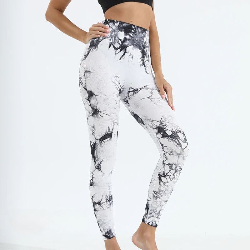 Womens Tie-Dye Printed Yoga Leggings