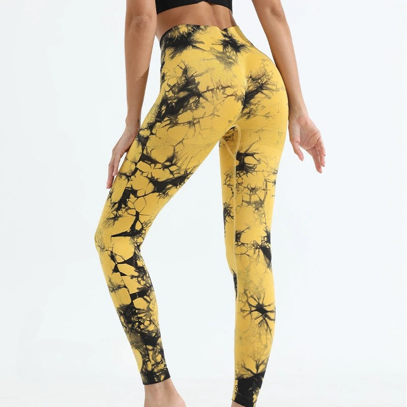 Womens Tie-Dye Printed Yoga Leggings