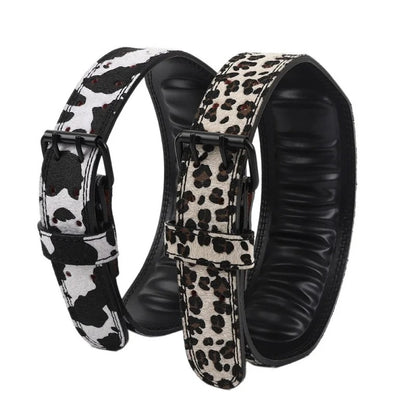 Suede Style Leopard Print Weightlifting Belt