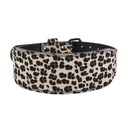 Suede Style Leopard Print Weightlifting Belt